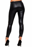 Black Faux Leather Front Lace Up Leggings