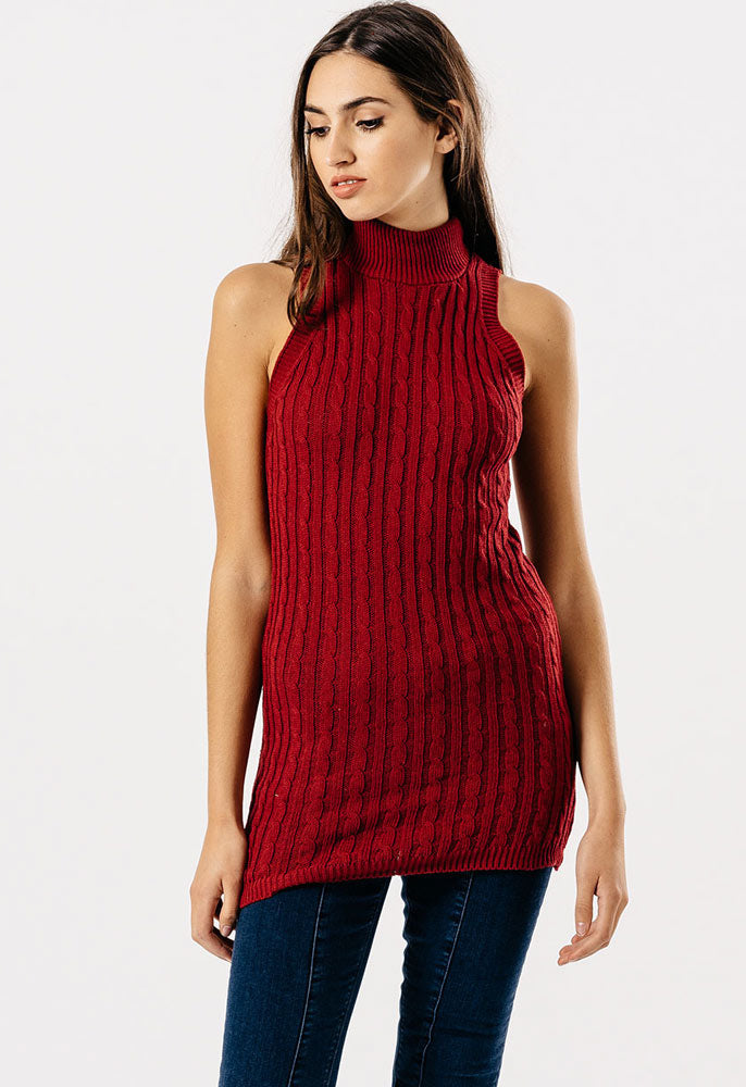 Sleeveless Turtle Neck Jumper