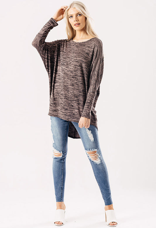 Pink Jersey Oversized Dip Hem Batwing Top