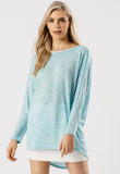 Light Blue Jersey Oversized Long Sleeve Dip Hem Batwing Top