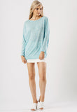 Light Blue Jersey Oversized Long Sleeve Dip Hem Batwing Top