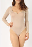 Stone Plain Long Sleeve Bodysuit