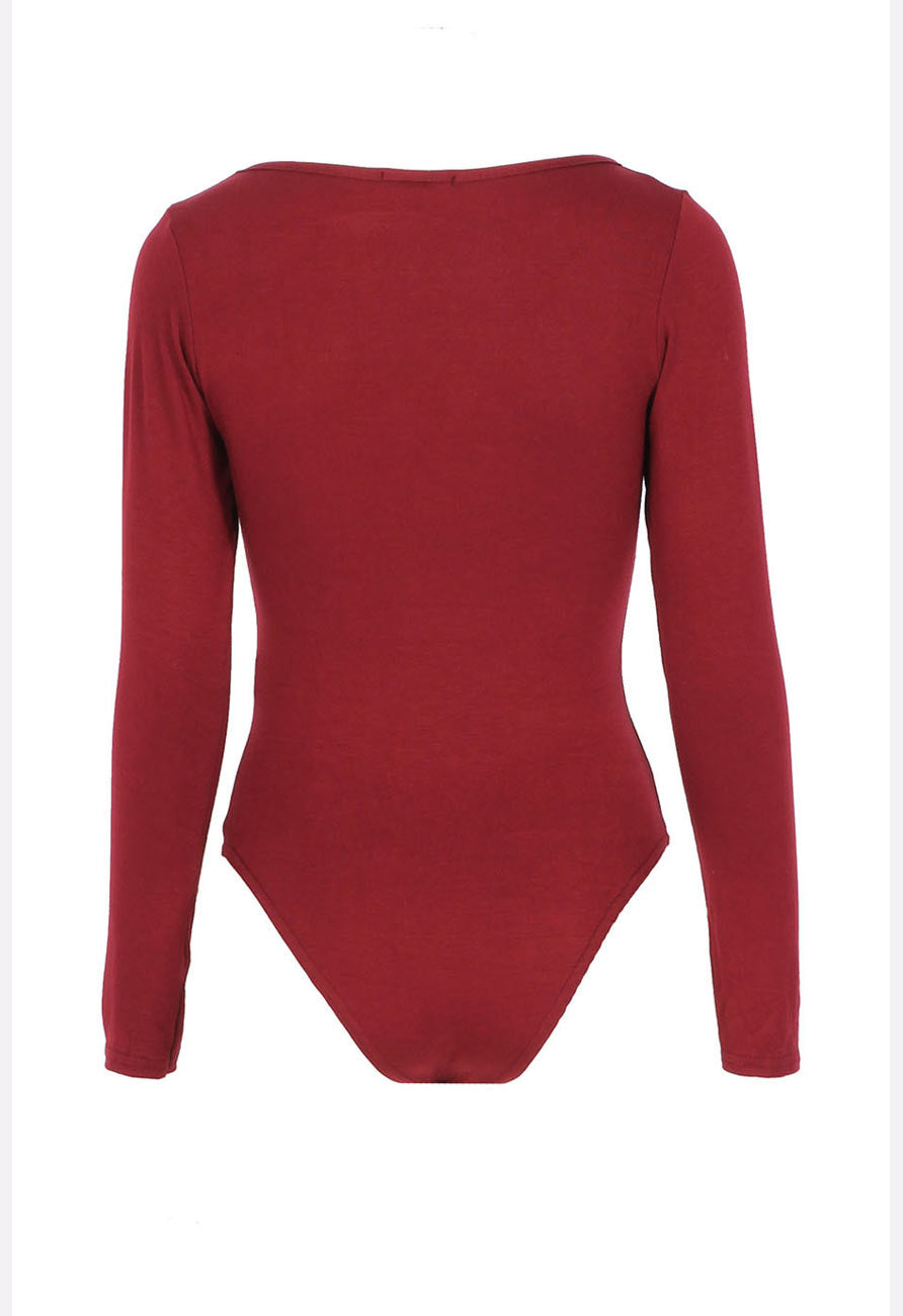 Wine Plain Long Sleeve Bodysuit