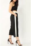 Black Wide Leg Stripe Culotte Pants