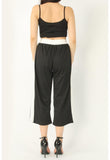 Black Wide Leg Stripe Culotte Pants