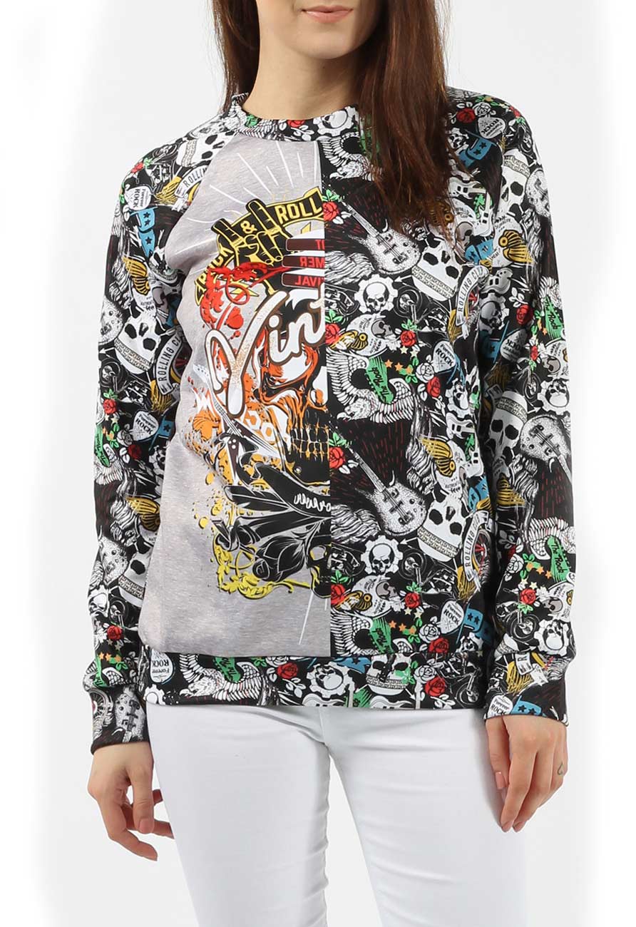 Tattoo Print Sweatshirt in Grey