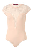 Nude Mesh Net Plunge Bodysuit