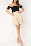 Stone Mini Flared Ponte Skater Skirt