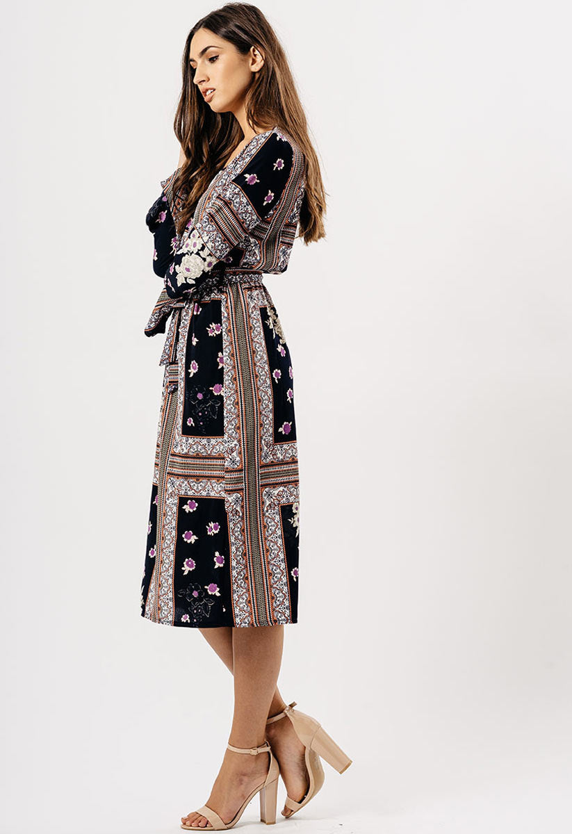 Mosaic Print Maxi Wrap Dress