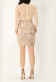 Rose Gold Mesh Sequin Mini Bodycon Dress