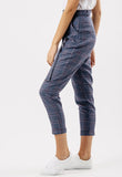 Blue Check Cigarette Trousers With D Ring Belt