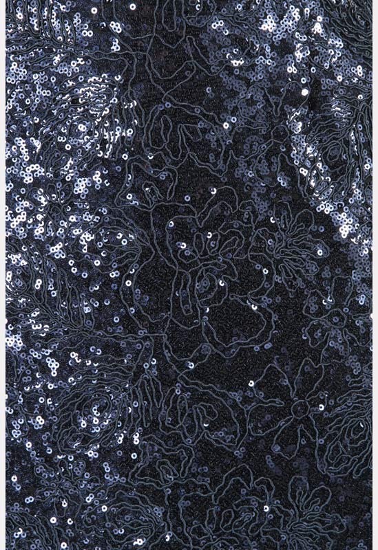 Navy Floral Detail Sequin Cami Midi Bodycon Dress