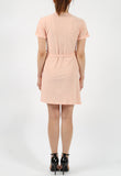 Nude Crepe Belted Wrap Mini Dress