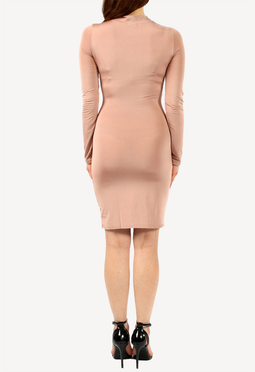 Rose Slinky Cross Mini Bodycon Dress