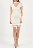 Ivory Lace Choker Mini Bodycon Dress