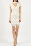 Ivory Lace Choker Mini Bodycon Dress