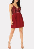 Wine Sequin Cami Mini Skater Dress