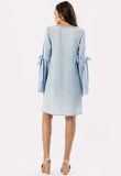 Blue Light Wash Tie Sleeve Mini Dress