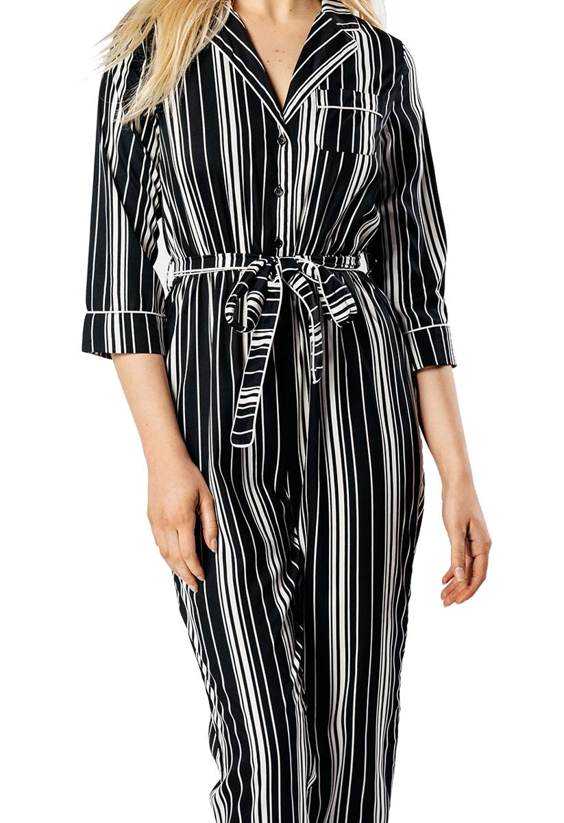 Monochrome Stripe PJ Style Jumpsuit