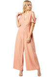 Blush Cold Shoulder Wide Leg Jumpsuit