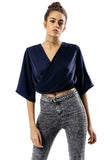 Navy Wrap Front Crop Top