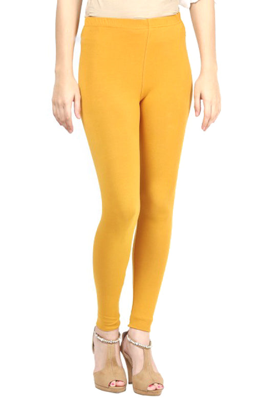 Mustard Plain Stretchy Full Length Leggings