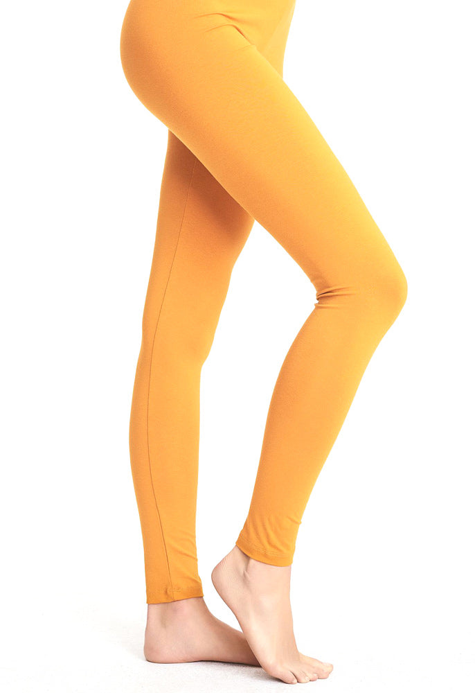 Mustard Plain Stretchy Full Length Leggings