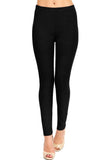 Black Plain Stretchy Full Length Leggings