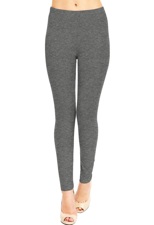 Charcoal Plain Stretchy Full Length Leggings