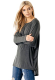 Charcoal Jersey Oversized Long Sleeve Dip Hem Batwing Top