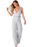 Tall White Pinstripe Wide Leg Jumpsuit