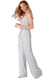 Tall White Pinstripe Wide Leg Jumpsuit