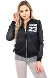 Black Chicago 23 PU Sleeve Airtex Jacket