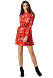 High Neck Floral Dress With Tiered Sleeve