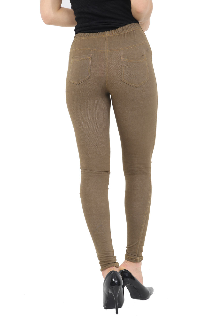 Khaki Stretchy Denim Jeggings