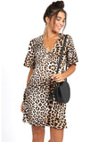 Leopard Print Tie Front Mini Dress