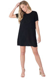 Black Short Sleeve Mini Tunic Dress