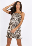 Leopard Print Spaghetti Strap Mini Dress