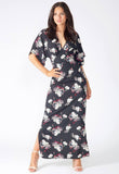 Black Floral Side Split Maxi Dress