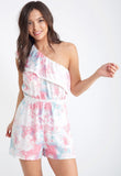 Pink Tie Dye One Shoulder Playsuit