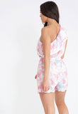 Pink Tie Dye One Shoulder Playsuit