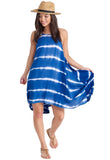 Navy Tie Dye Handkerchief Midi Dress