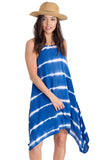 Navy Tie Dye Handkerchief Midi Dress