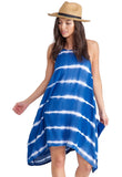 Navy Tie Dye Handkerchief Midi Dress