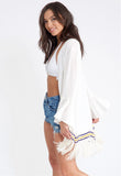 White Boho Beaded Top