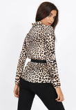 Leopard Print Self Tie Wrap Blouse