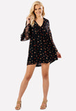 Black Multi Floral Print Floaty Mini Dress