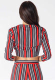 Red Stripe Crop Tie Top