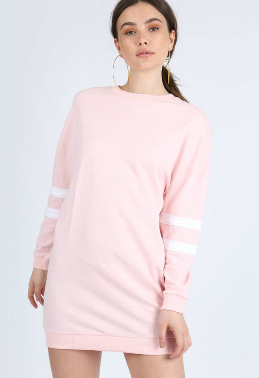 Pink Pastel Sports Stripe Jumper Dress