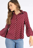 Wine Polkadot Button Down Shirt